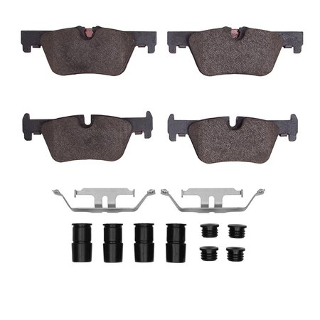DYNAMIC FRICTION CO 5000 Advanced Brake Pads - Low Metallic and Hardware Kit, Long Pad Wear, , Rear 1552-1613-01